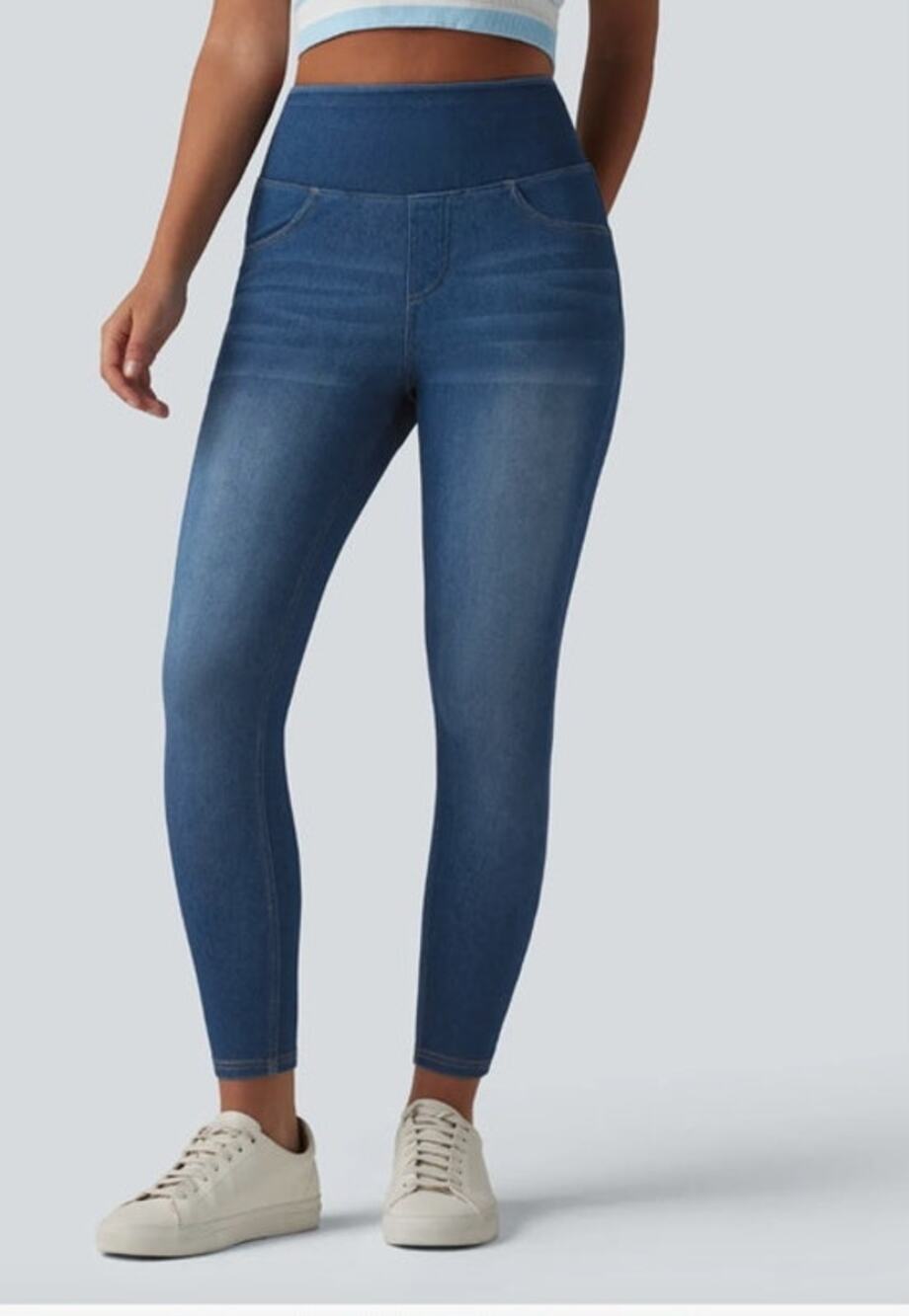Halara Flex™ Leggings High Waisted Tummy Control Butt Lifting Denim Casual NWT L